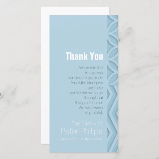 Geometrisch wählen Sie Beileid der Farbe1 danken Dankeskarte (Vorne/Hinten)