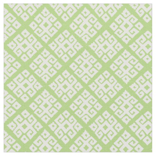 geometrisch-weiße, grüne gemusterte Stoffstruktur Stoff (Nahaufnahme)