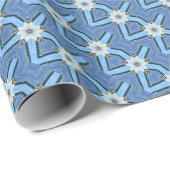 geometrisch-weiße Kreise auf blau Geschenkpapier (Rolleneckpunkt)