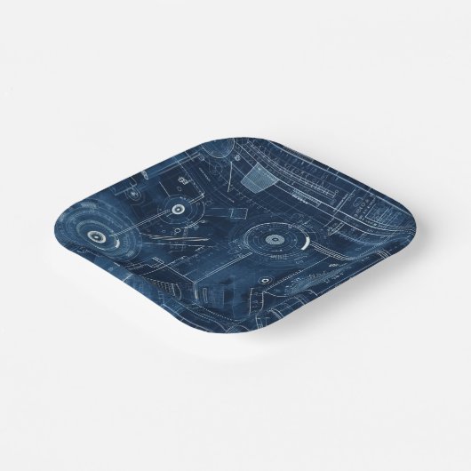 Geometrisch Zeichnend Blueprint Pappteller (Gewinkelt)