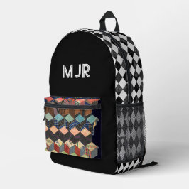 Geometrische 3D-Raute, bedruckt, Vorderseite Harle Bedruckter Rucksack
