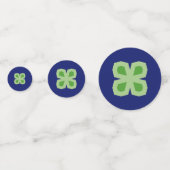 Geometrische 4-Leaf-Clovers auf Blue Confetti Konfetti (Rückseiten)