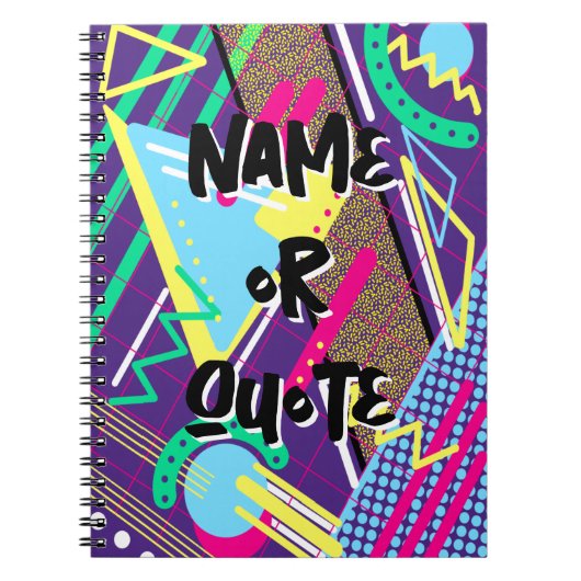 Geometrische 90er Jahre Retro Pattern Lila 90er Notizblock (Vorderseite)