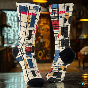 Geometrische Abstracte Socken mit mutigem Gitterde