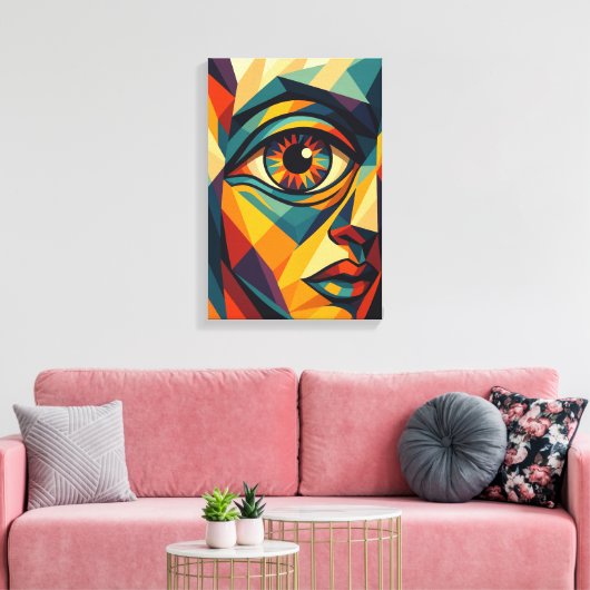 Geometrische Abstrakte Augen Pop Art Canvas Print Leinwanddruck (Insitu (Wohnzimmer))