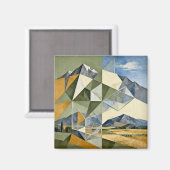 Geometrische abstrakte Berglandschaft Magnet (Vorderseite/Rückseite)