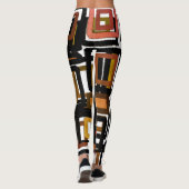 Geometrische Abstrakte Blöcke Rust Black Brown Leggings (Rückseite)
