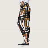 Geometrische Abstrakte Blöcke Rust Black Brown Leggings (Links)