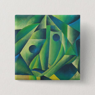 Geometrische Abstrakte Dorffrauen und Kopftuch Button
