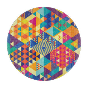 Geometrische, abstrakte Elemente, Vintages Muster. Schneidebrett