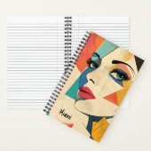 Geometrische Abstrakte Frau mit Aquaaun Notizblock (Innen)