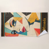 Geometrische Abstrakte Frau mit Aquaaun Strandtuch (Vorderseite)