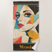 Geometrische Abstrakte Frau mit Aquaaun Strandtuch (Vorderseite)