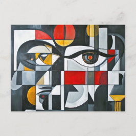 Geometrische abstrakte Gesichts-Komposition Postkarte