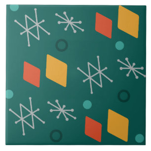Geometrische Abstrakte Kunst der 1950er Jahre Aqua Fliese