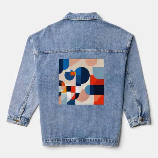 Geometrische Abstrakte Kunst des skandinavischen M Jeansjacke (Rückseite)