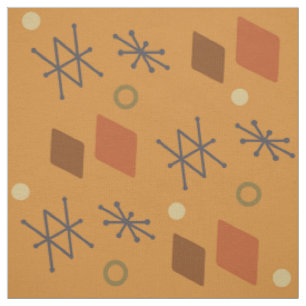 Geometrische Abstrakte Kunst in Orange der 1950er  Stoff