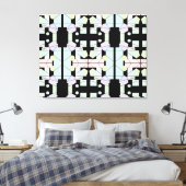 Geometrische Abstrakte Kunst in Schwarz und Pastel Leinwanddruck (Insitu (Schlafzimmer))