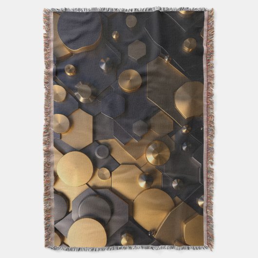 Geometrische Abstrakte Mauer Art - Gold und Bl Decke (Vorderseite Vertikal)