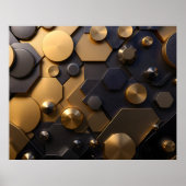Geometrische Abstrakte Mauer Art - Gold und Bl Poster (Vorne)