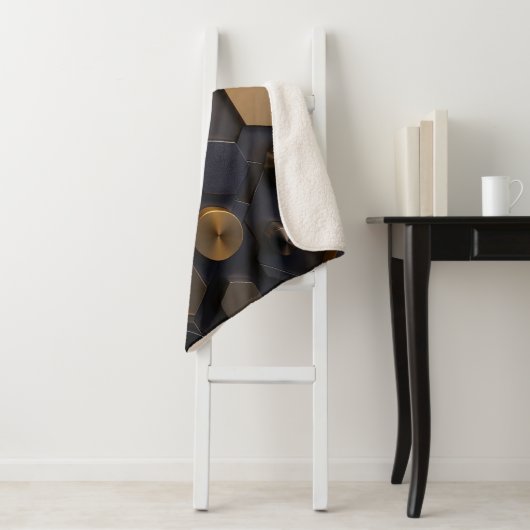 Geometrische Abstrakte Mauer Art - Gold und Bl Sherpadecke (Beispiel)