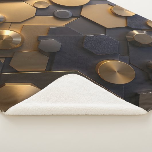 Geometrische Abstrakte Mauer Art - Gold und Bl Sherpadecke (3/4)