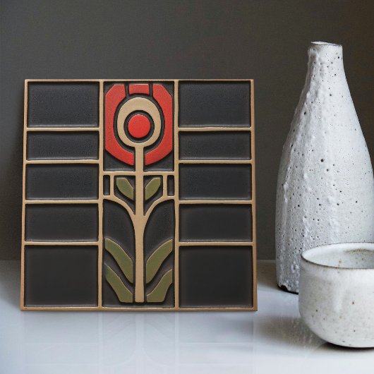 Geometrische Abstrakte Orange-Blume Mitte des Jahr Fliese