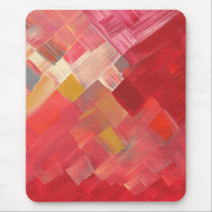Geometrische abstrakte Pinselstriche Rot, Pink & G Mousepad