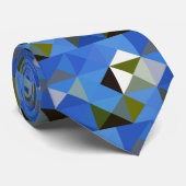 Geometrische Abstrakte Quadrate Pixel Art Blue Kra Krawatte (Gerollt)
