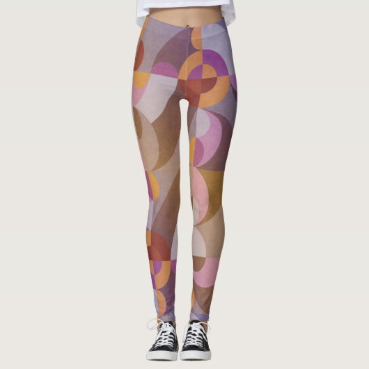 Geometrische abstrakte Retrokreise Farbiges Muster Leggings (Vorderseite)