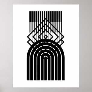 Geometrische abstrakte schwarze zeitgenössische Mi Poster