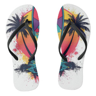 Geometrische abstrakte Surf-Kunst Flip Flops - Bun Badesandalen