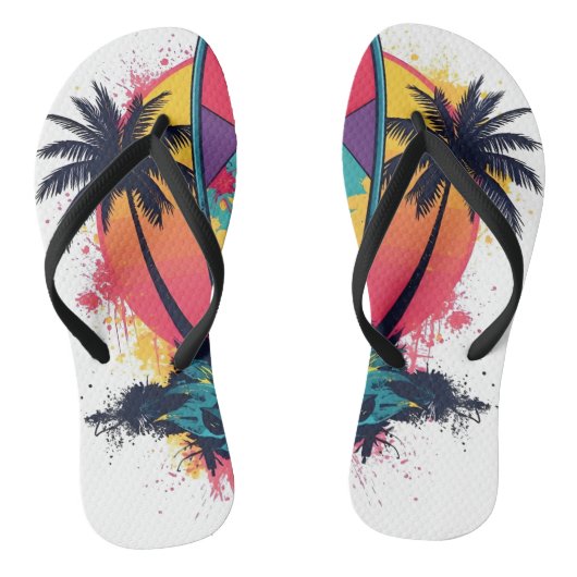 Geometrische abstrakte Surf-Kunst Flip Flops - Bun Badesandalen (Fußbett)