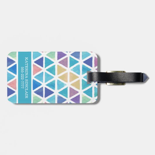 Geometrische abstrakte Wasserfarben (Korallenrifft Gepäckanhänger (Rückseite horizontal)