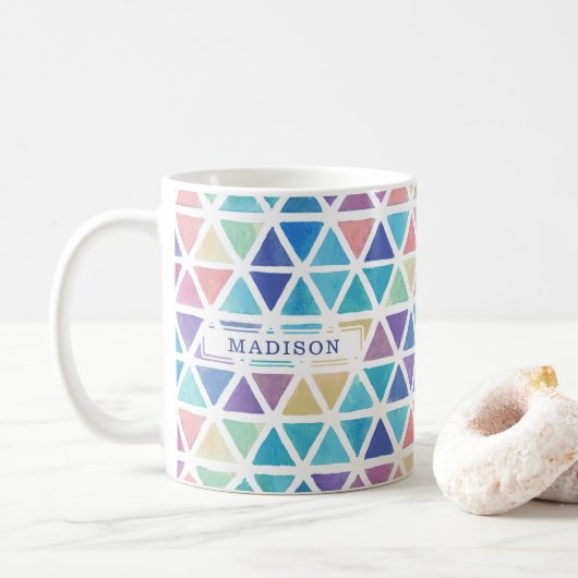 Geometrische abstrakte Wasserfarben (Korallenrifft Kaffeetasse (Mit Donut)