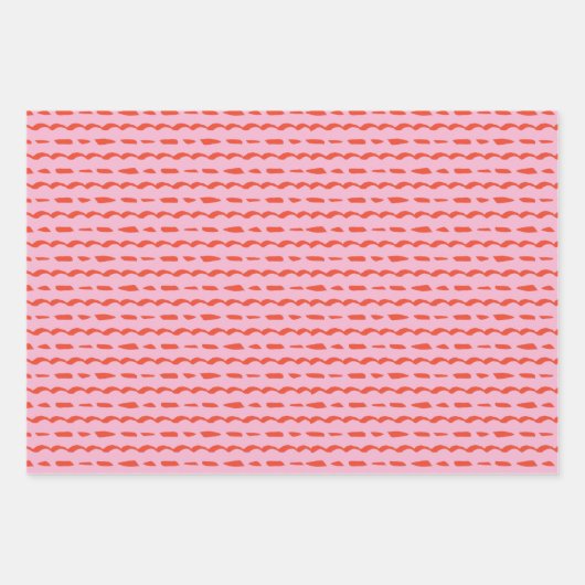 Geometrische Abstrakte Weihnachten in Rot und Rosa Geschenkpapier Set (Vorderseite 3)