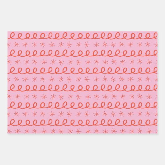 Geometrische Abstrakte Weihnachten in Rot und Rosa Geschenkpapier Set (Vorderseite 2)