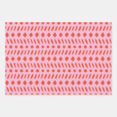 Geometrische Abstrakte Weihnachten in Rot und Rosa Geschenkpapier Set (Vorderseite)