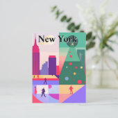 Geometrische Abstrakte Weihnachten New York City T Postkarte (Stehend Vorderseite)