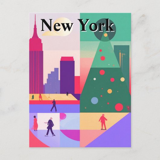 Geometrische Abstrakte Weihnachten New York City T Postkarte (Vorderseite)