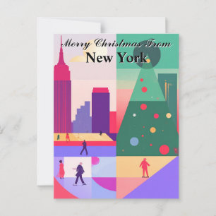 Geometrische Abstrakte Weihnachtsgrüße New York Postkarte
