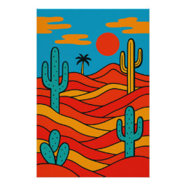 Geometrische abstrakte Wüstenlandschaft Poster