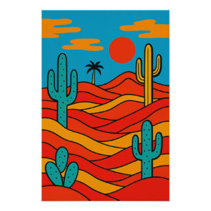 Geometrische abstrakte Wüstenlandschaft Poster