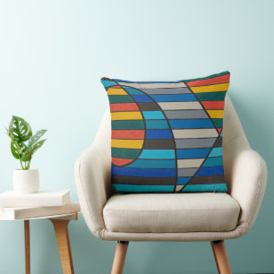 Geometrische Abstraktion mit fetten Streifen und F Kissen
