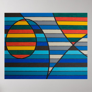 Geometrische Abstraktion mit fetten Streifen und F Poster