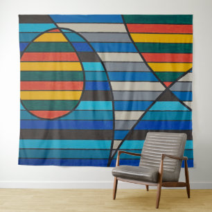 Geometrische Abstraktion mit fetten Streifen und F Wandteppich