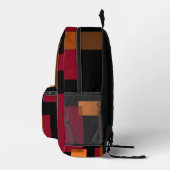 Geometrische Abstraktion Rotes Orangenbraun Schwar Bedruckter Rucksack (Rechts)