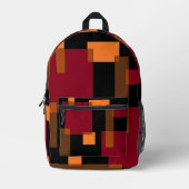 Geometrische Abstraktion Rotes Orangenbraun Schwar Bedruckter Rucksack (Vorderseite)