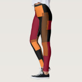 Geometrische Abstraktion Rotes Orangenbraun Schwar Leggings (Links)