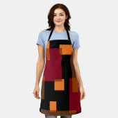 Geometrische Abstraktion Rotes Orangenbraun Schwar Schürze (Getragen)
